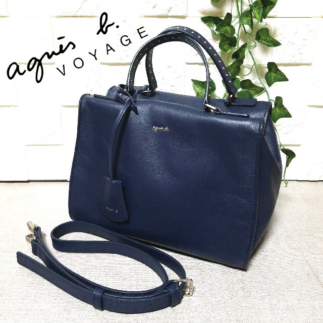 美品 agnes b アニエスベー レザー 2way ショルダー バッグ-