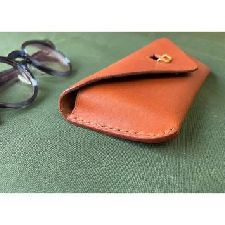 本革 メガネケース ネイビー バケッタレザー ナチュラルレザー ハンドメイド