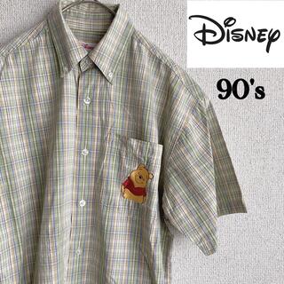 ディズニー(Disney)の90s Disney プーさん　半袖　チェックシャツ　ディズニー　古着　XS(シャツ)