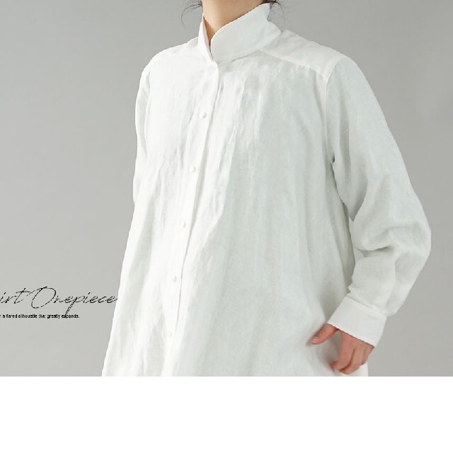 レディース 新品　wafu　Linen shirt dressフレア リネンシャツ ワンピの通販 by Chiri's shop｜ラクマ のワンピー