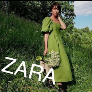 パフスリーブ　ワンピース　ZARA(ロングワンピース/マキシワンピース)