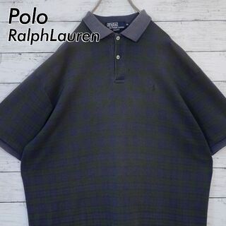 ポロラルフローレン(POLO RALPH LAUREN)のXL USA製 90s ラルフローレン ポニー刺繍ロゴ チェック 半袖ポロシャツ(ポロシャツ)