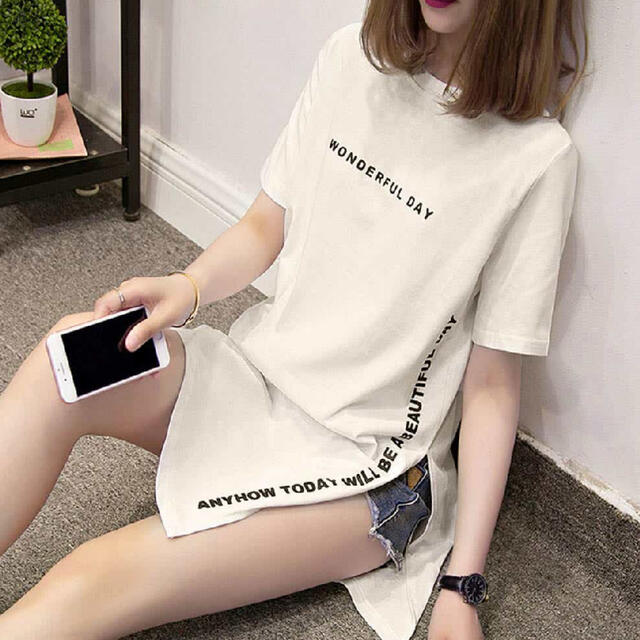 半袖Tシャツ　ロング丈　LL  XL レディースのトップス(Tシャツ(半袖/袖なし))の商品写真