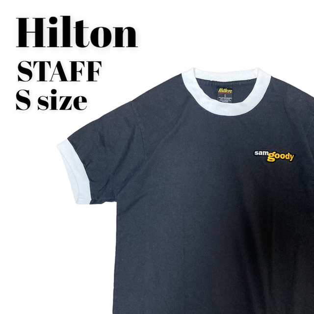 ART VINTAGE(アートヴィンテージ)の超希少 Hilton リンガーネックTシャツ 刺繍ロゴ USA古着 在原みゆ紀 メンズのトップス(Tシャツ/カットソー(半袖/袖なし))の商品写真