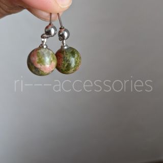 Unakite（ユナカイト）シンプルピアス　シルバー　ステンレス　天然石(ピアス)