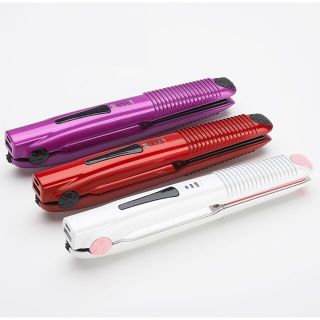 レッド【新品未使用】コードレスヘアアイロンUSB充電式ストレートカール携帯用(ヘアアイロン)