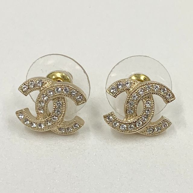 CHANEL - 4427 シャネル ココマーク ラインストーン ピアス ゴールドの
