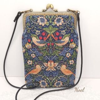 がま口ショルダー縦型 御朱印帳入れ ショルダー付handmadeウイリアムモリス(ポーチ)