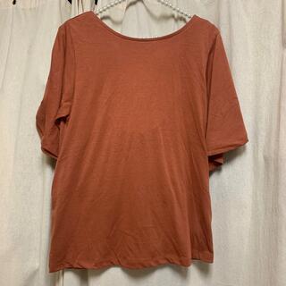 新品タグ付　オレンジブラウン　Tシャツ　オープンバック　F(Tシャツ(半袖/袖なし))