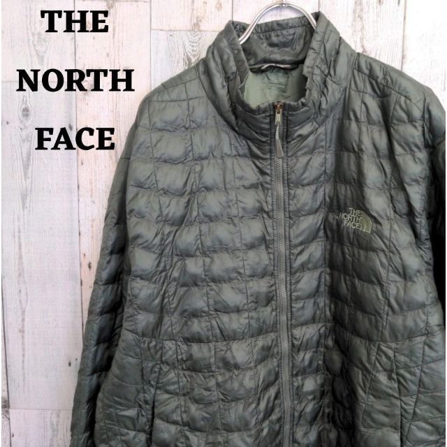 THE NORTH FACE(ザノースフェイス)のUS規格ノースフェイス中綿ジャケットブルゾンアウター刺繍ロゴグリーン緑古着3L メンズのジャケット/アウター(ブルゾン)の商品写真