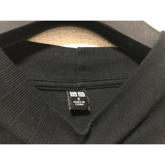 UNIQLO(ユニクロ)のUNIQLO WリブハイネックTシャツ　ブラック レディースのトップス(Tシャツ(半袖/袖なし))の商品写真