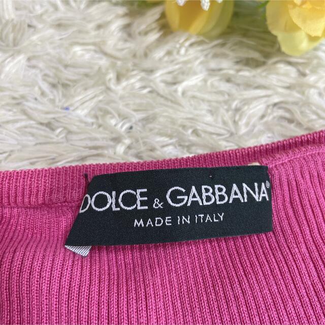 DOLCE&GABBANA(ドルチェアンドガッバーナ)のDOLCE&GABBANA  シルク カーディガン ピンク リブ 40 レディースのトップス(カーディガン)の商品写真