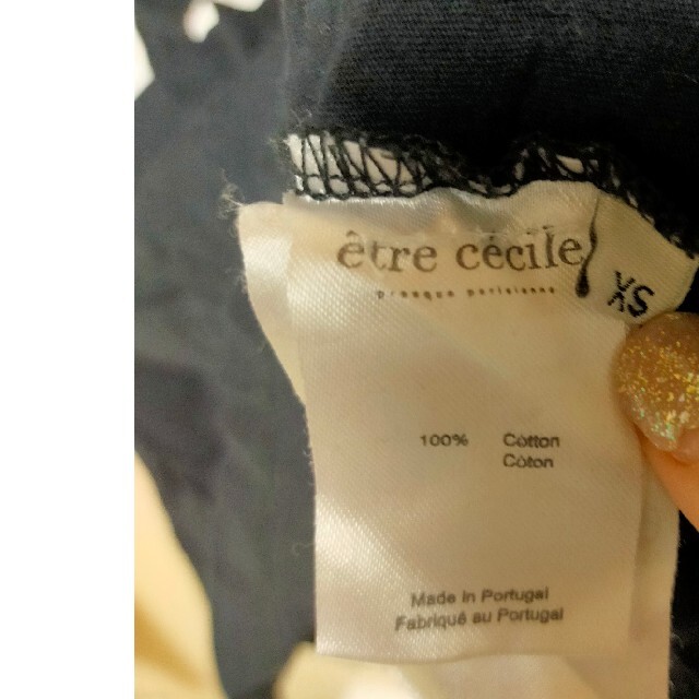 エトレセシル etre cecile★黒色Ｔシャツ★Sサイズ★訳あり レディースのトップス(Tシャツ(半袖/袖なし))の商品写真