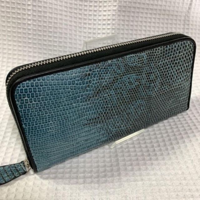 りますがご】 リザード 長財布 ラウンドファスナー ウォータードラゴン