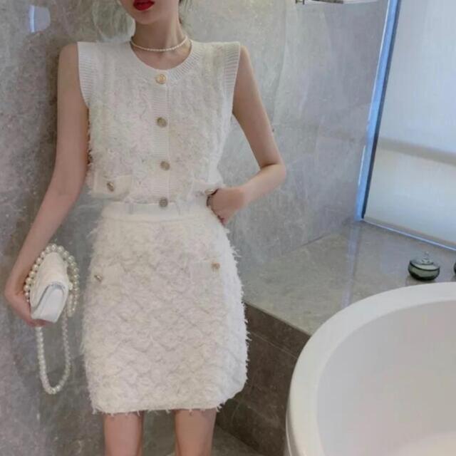 大人気　シャネル 風 ホワイトフリル★スカート  レディースのスカート(ミニスカート)の商品写真