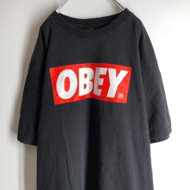 OBEY(オベイ)の015 OBEY オベイ　BOXロゴ　デカロゴ　tシャツ　L 黒　メキシコ製 メンズのトップス(Tシャツ/カットソー(半袖/袖なし))の商品写真