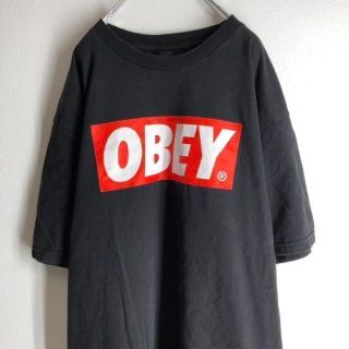 オベイ(OBEY)の015 OBEY オベイ　BOXロゴ　デカロゴ　tシャツ　L 黒　メキシコ製(Tシャツ/カットソー(半袖/袖なし))