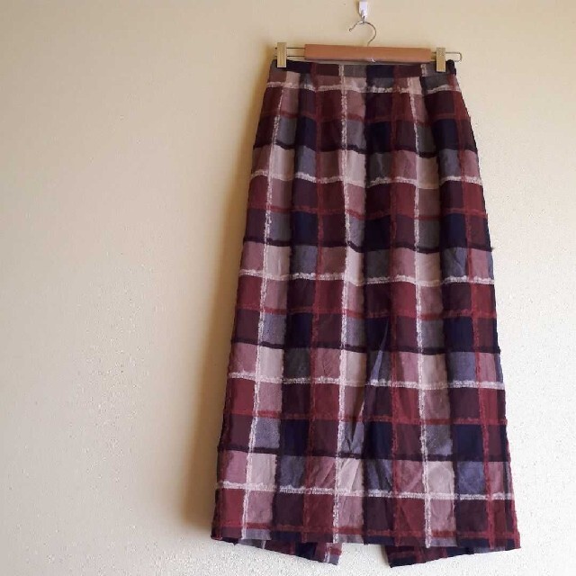 Santa Monica(サンタモニカ)の古着屋 OLD vintage ゆったりサイズ ブロックチェック柄ロングスカート レディースのスカート(ロングスカート)の商品写真