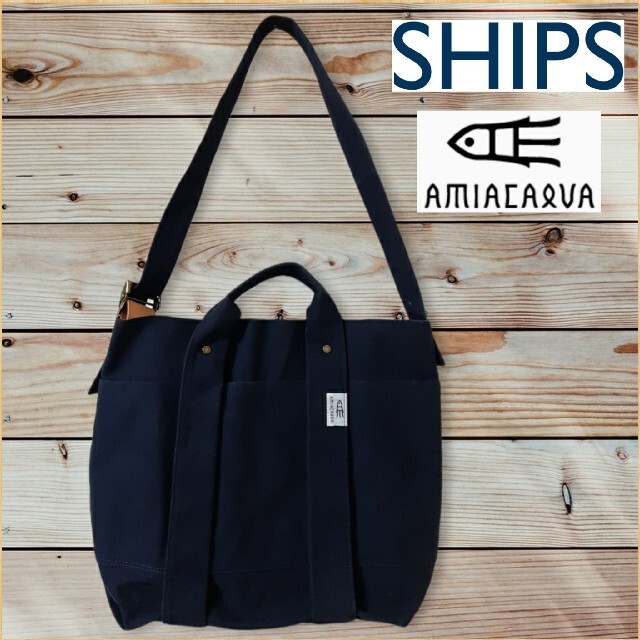 新着商品 AMIACALVA - 帆布 キャンバストートバッグ アミアカルヴァ AMIACALVA SHIPS別注 ショルダーバッグ