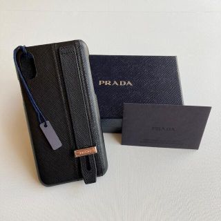 プラダ(PRADA)の未使用 タグ付き PRADA iPhoneX XS用 ケース ブラック レザー(iPhoneケース)