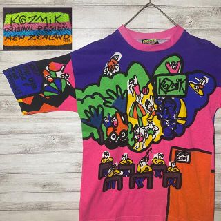 希少　90sヴィンテージKOZMIK 総柄Tシャツ　USA製　ポップアート　XL