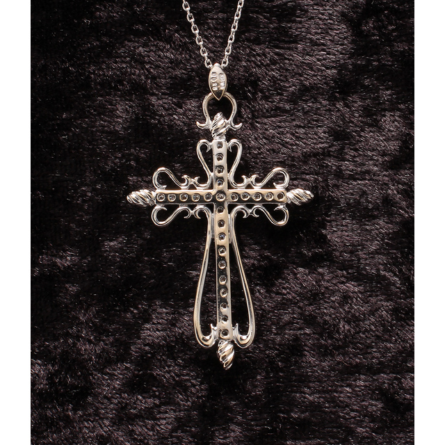 美品 ネックレス K18WG ダイヤ 0.25ct クロス レディース