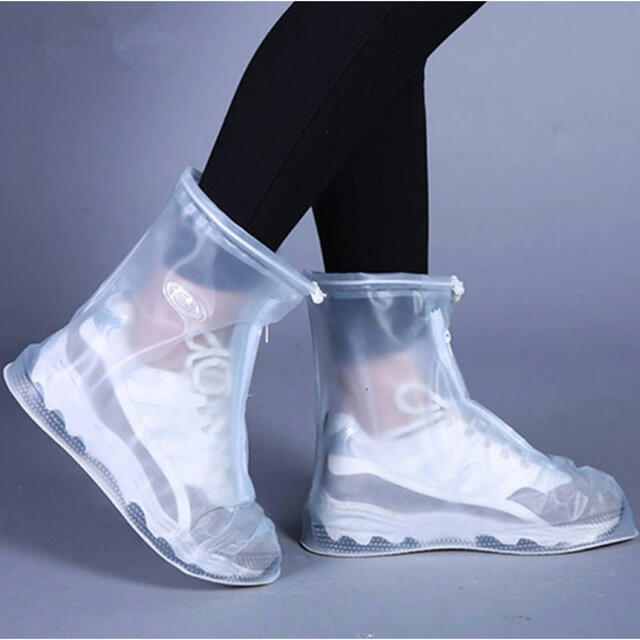 レインブーツ 靴カバー XL 透明白 防水 防汚 雨対策 梅雨 男女兼用 便利 レディースの靴/シューズ(レインブーツ/長靴)の商品写真