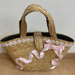 ナイルパーチ(NILE PERCH)の【ナイルパーチ】未使用品 リボンフラワー カゴバック(かごバッグ/ストローバッグ)