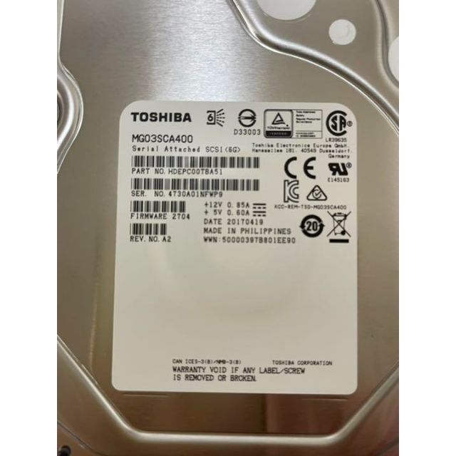 東芝　HDD4TB  未使用 スマホ/家電/カメラのPC/タブレット(PCパーツ)の商品写真
