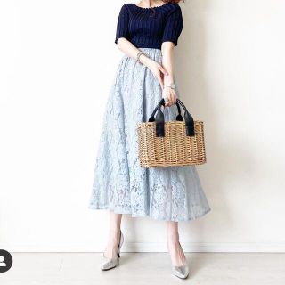 フィフス(fifth)の【美品】fifth レースフラワーフレアスカート(ロングスカート)