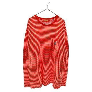 アンダーカバー(UNDERCOVER)のUNDERCOVER アンダーカバー BORDER L/S TEE USZ4802 パッチ付き ボーダー長袖シャツ レッド(Tシャツ/カットソー(七分/長袖))