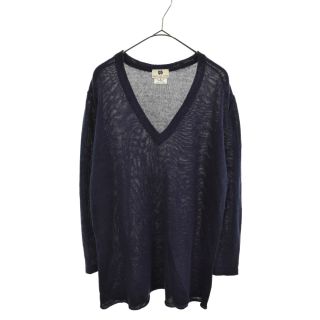 ドリスヴァンノッテン(DRIES VAN NOTEN)のDRIES VAN NOTEN ドリスヴァンノッテン Vネックリネン&レーヨンニットセーター ネイビー(ニット/セーター)