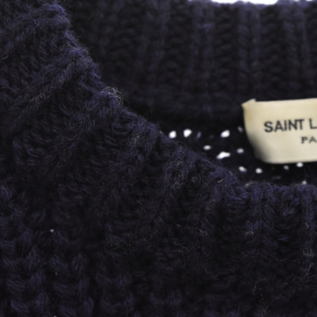 Saint Laurent(サンローラン)のSAINT LAURENT PARIS サンローランパリ ボーダーデザイン ニット セーター ネイビー 526962 メンズのトップス(ニット/セーター)の商品写真