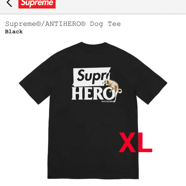 Supreme / ANTIHERO Dog Tee "Black"XLメンズ