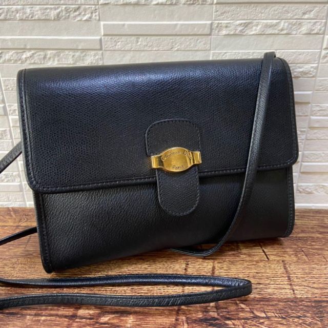 Dior ディオール ハニカム柄 レザー ショルダー バッグ ポシェット 黒 Dior ディオール ハニカム柄 レザー ショルダー バッグ ポシェット 黒