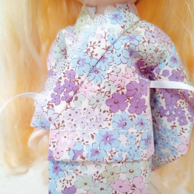 ハンドメイド「紫陽花モチーフのモダン浴衣セット」ネオブライス・リカちゃんの服