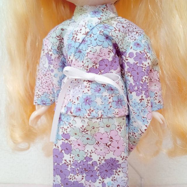 ハンドメイド「紫陽花モチーフのモダン浴衣セット」ネオブライス・リカちゃんの服