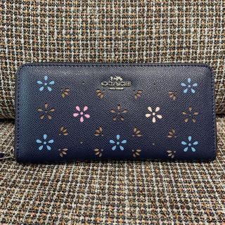 コーチ(COACH)の31164 コーチ　長財布　ブルー　フラワー　花柄(財布)