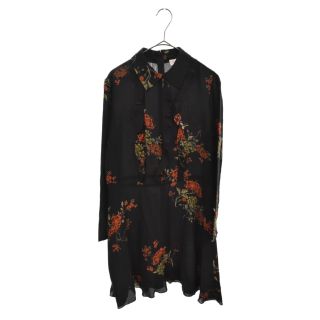 レッドヴァレンティノ(RED VALENTINO)のRED VALENTINO レッド ヴァレンティノ フラワーデザインフロントフリルワンピース ブラック×レッド(ひざ丈ワンピース)