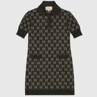 グッチ(Gucci)のラメ GGジャカード ポロドレス　GUCCIワンピース新作(ひざ丈ワンピース)