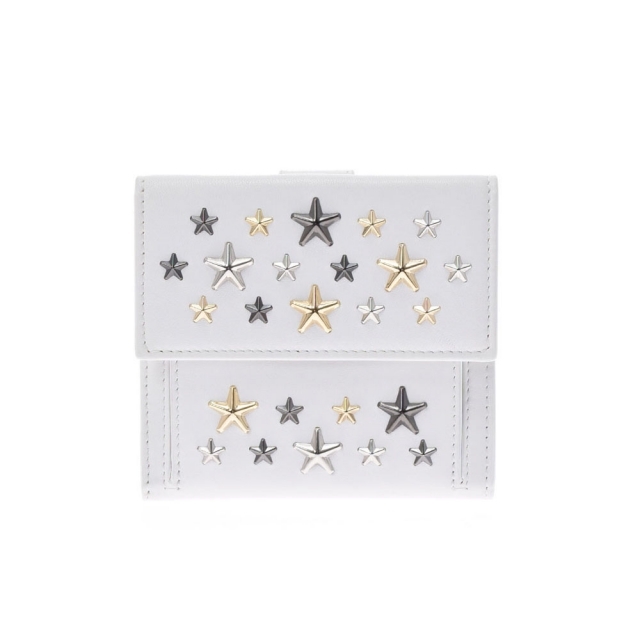 限定商品 ジミーチュウ Wホック財布 スタッズ 二つ折り財布 白 - www