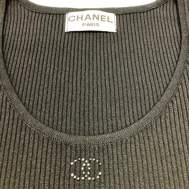 CHANEL(シャネル)のシャネル　CHANEL  ココマーク　ブラック　ノースリーブ　r155 レディースのトップス(カットソー(半袖/袖なし))の商品写真