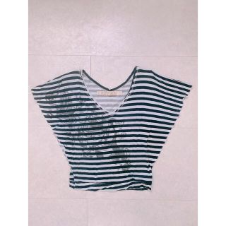 ザラ(ZARA)のZARA ボーダーフリルカットソー　Sサイズ(カットソー(半袖/袖なし))