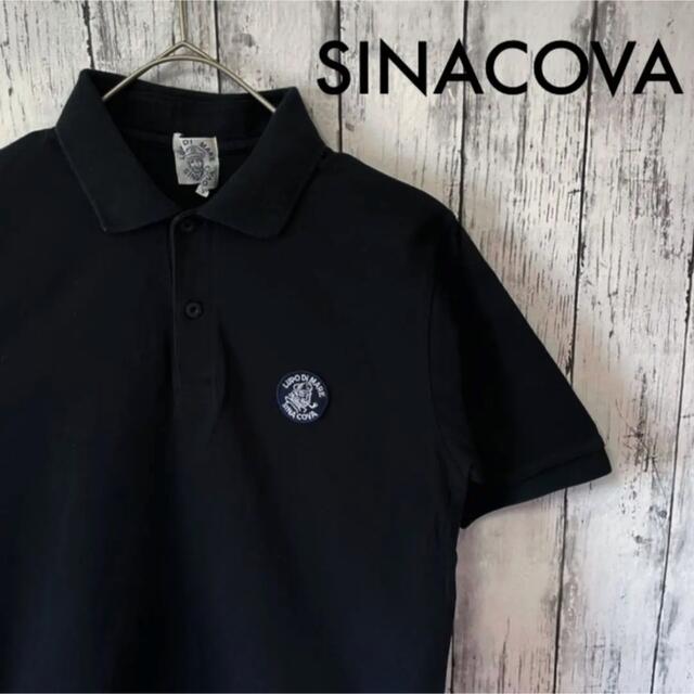 美品 SINACOVA シナコバ ブラック ワンポイント ポロシャツ 半袖