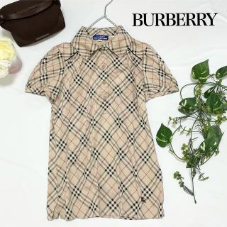 バーバリーブルーレーベル(BURBERRY BLUE LABEL)のBurberry ポロシャツ　ノバチェック　38  英国　ロゴ　かわいい　極美品(ポロシャツ)