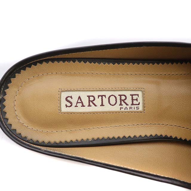 SARTORE(サルトル)のサルトル バブーシュサンダル ローヒール フラット レザー 23.5cm 黒 レディースの靴/シューズ(サンダル)の商品写真