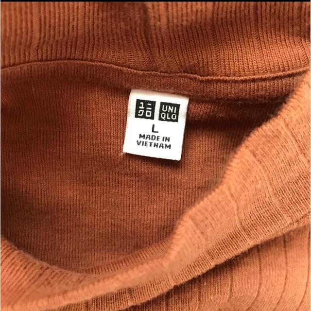 UNIQLO(ユニクロ)のユニクロ　5分袖　リブハイネックT シャツ　Lサイズ レディースのトップス(Tシャツ(長袖/七分))の商品写真