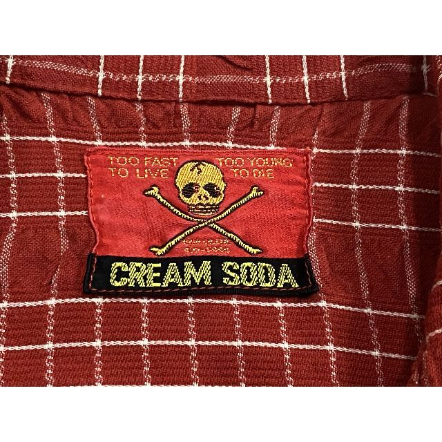 金タグ CREAM SODA クリームソーダ かすり柄 開襟シャツ 色違いもあり