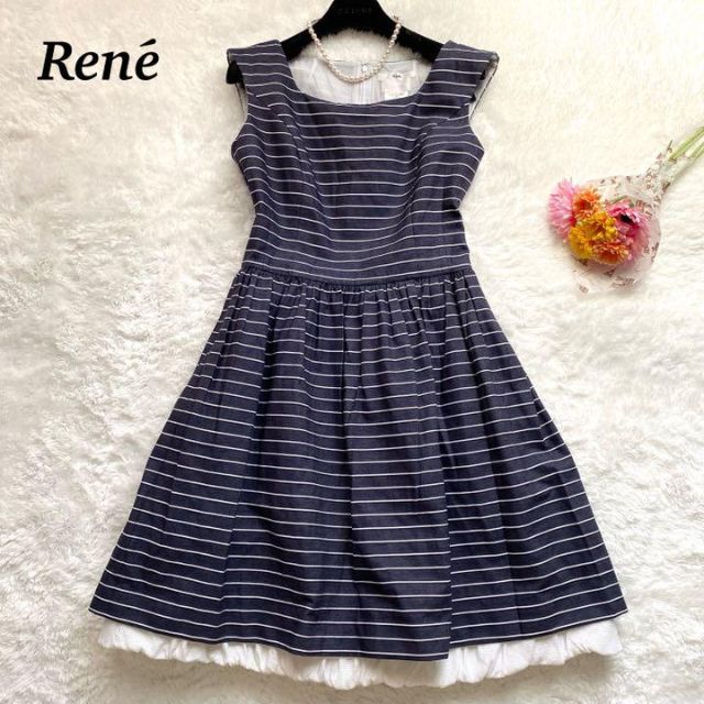 ルネ RENE ボーダー ワンピース ネイビー