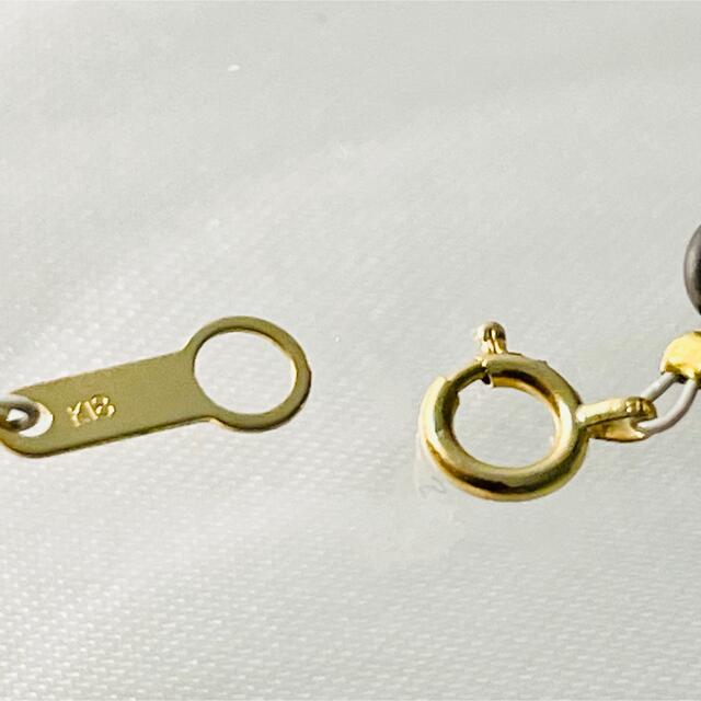 チェーン ビーズ　K18 クロスネックレス　ハンドメイド風 レディースのアクセサリー(ネックレス)の商品写真